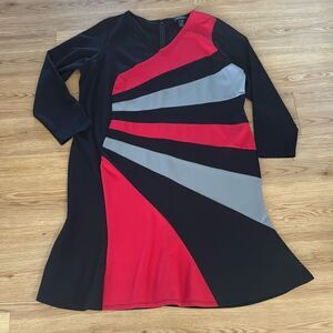 Ashro Womens Midi Color Black Fit & Flare Dresss 3X Red Black Plus Holiday Party